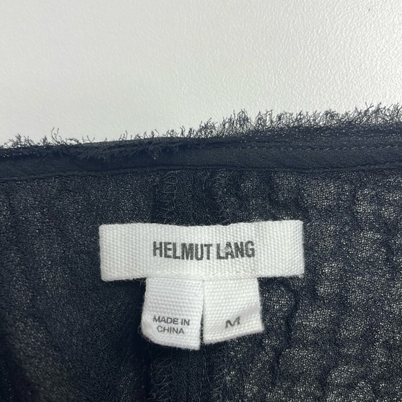 Helmut Lang top asymmetrical sheer black sleeveless crinkled medium top minimal - Picture 9 of 10